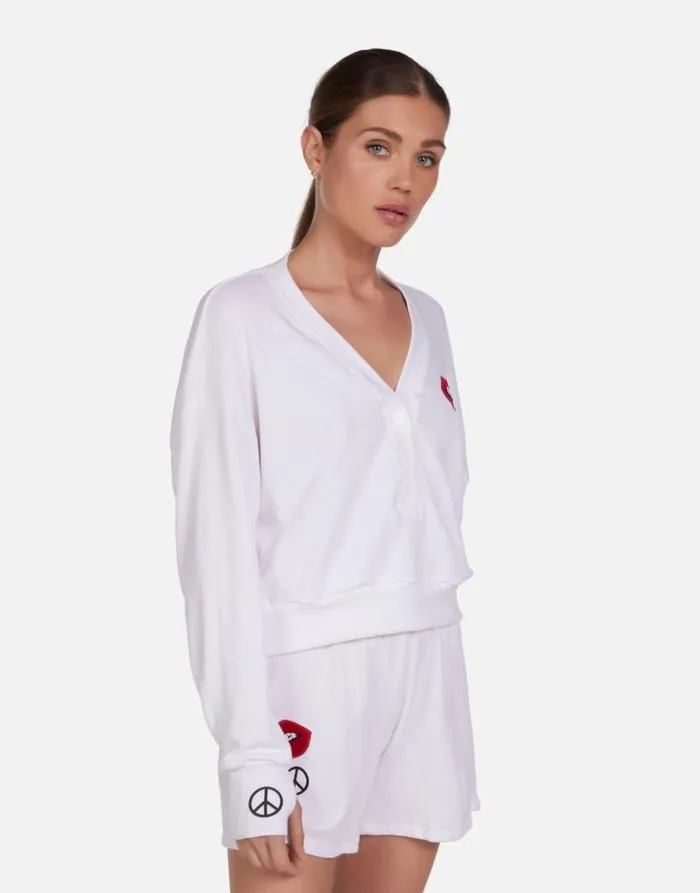 Kathryn Peace Lip Patch White Women Lauren Moshi Long Sleeve