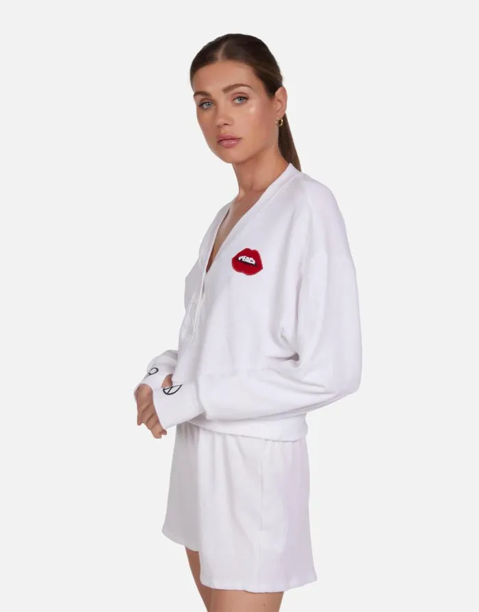 Kathryn Peace Lip Patch White Women Lauren Moshi Long Sleeve