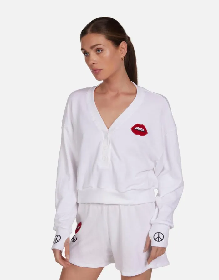 Kathryn Peace Lip Patch White Women Lauren Moshi Long Sleeve