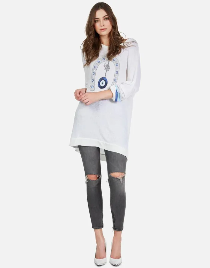 Kaya Lucky Eye Horseshoe White Women Lauren Moshi Long Sleeve