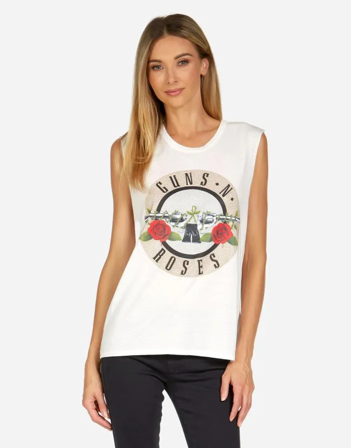 Kel Guns N039 Roses Milk Women Lauren Moshi Tanks