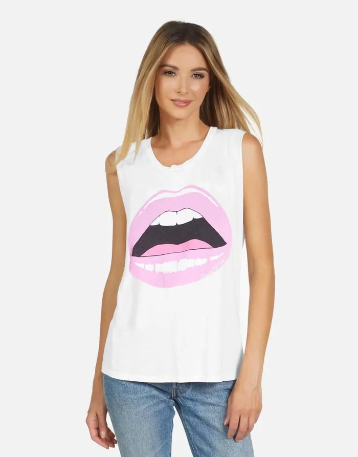 Kel X Pink Open Lip White Women Lauren Moshi Short Sleeve