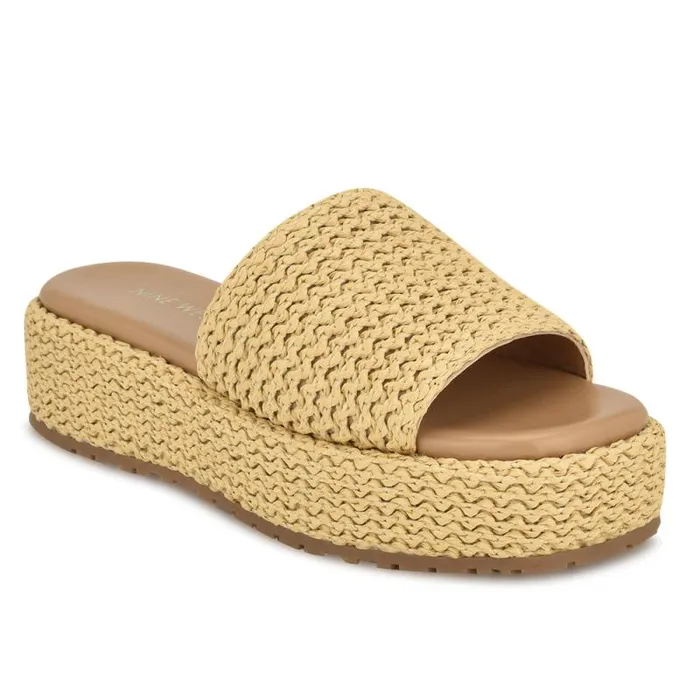 Keziah Flatform Slide Sandals Light Natural Women Nine West Sandals