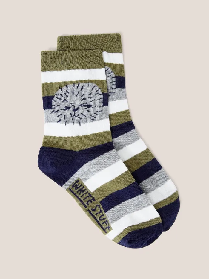 Kids ACCESSORIES White Stuff Lion Socks Green Multi