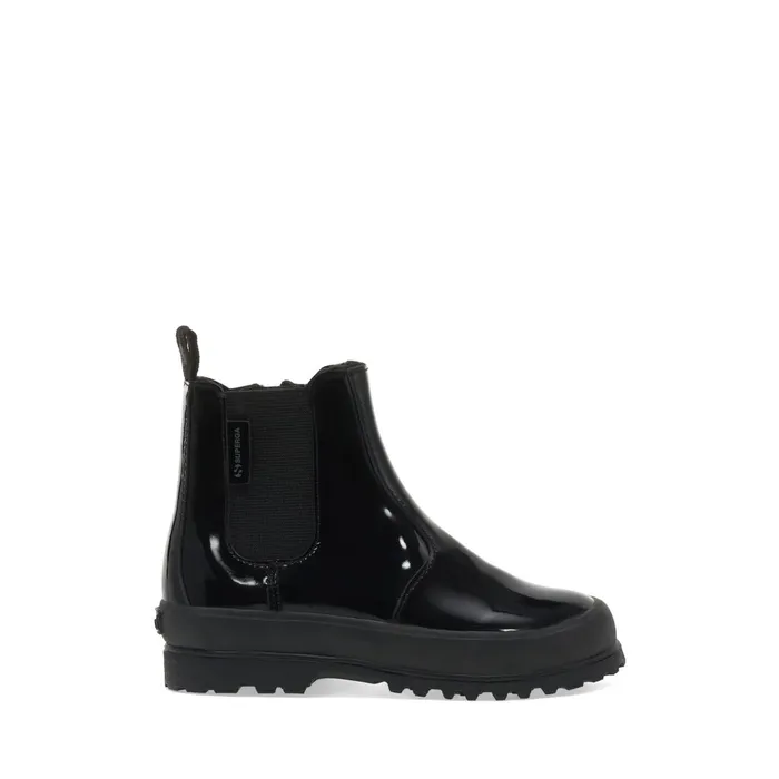 Kids Ankle Boots Girl 2666 KIDS ALPINA SHINY SYNTHETIC Zip TOTAL BLACK Superga Ankle Boots
