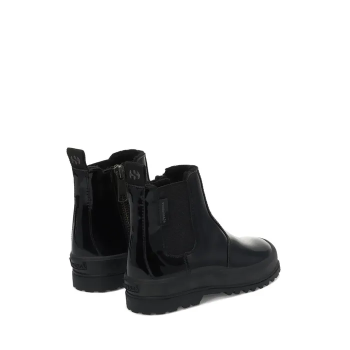 Kids Ankle Boots Girl 2666 KIDS ALPINA SHINY SYNTHETIC Zip TOTAL BLACK Superga Ankle Boots