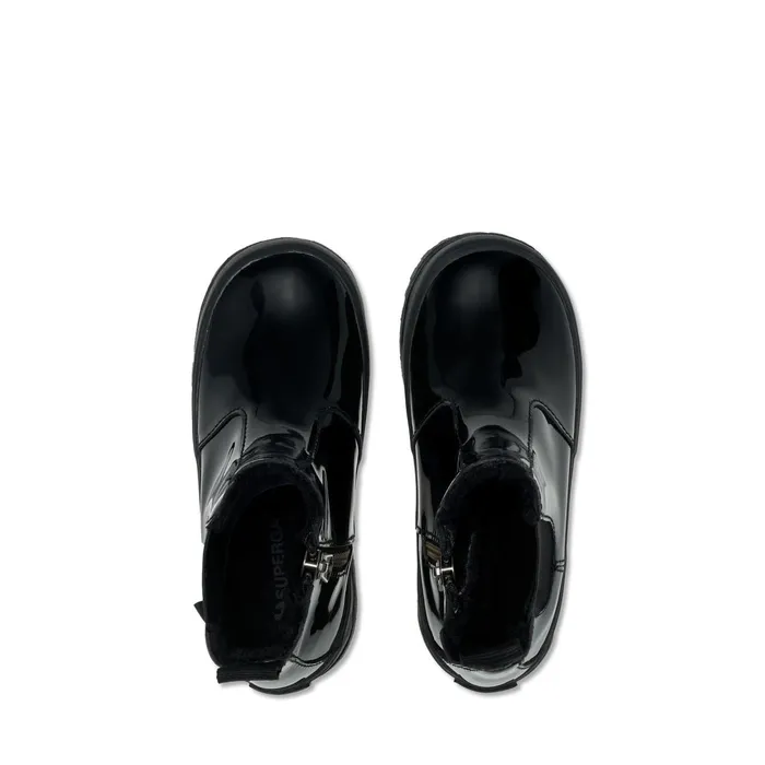 Kids Ankle Boots Girl 2666 KIDS ALPINA SHINY SYNTHETIC Zip TOTAL BLACK Superga Ankle Boots