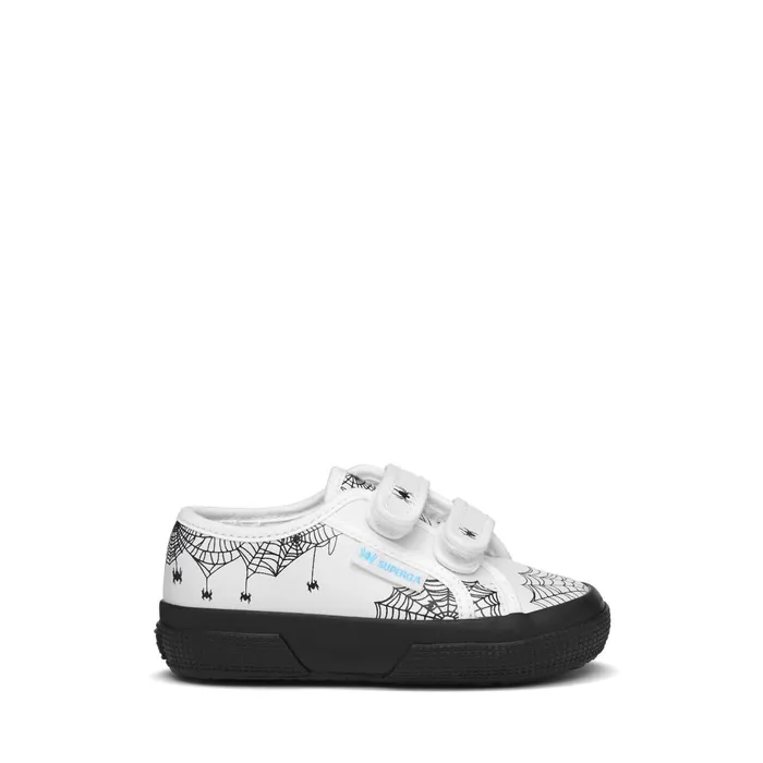Kids Kid Unisex 2750 KIDS STRAPS VEGAN MATERIAL SPIDER WEB Low Cut WHITE SPIDER WEB PRINTBLACK Superga Low Cut