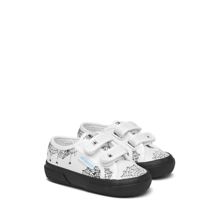 Kids Kid Unisex 2750 KIDS STRAPS VEGAN MATERIAL SPIDER WEB Low Cut WHITE SPIDER WEB PRINTBLACK Superga Low Cut