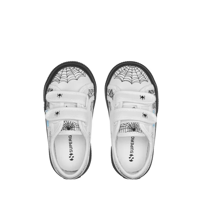 Kids Kid Unisex 2750 KIDS STRAPS VEGAN MATERIAL SPIDER WEB Low Cut WHITE SPIDER WEB PRINTBLACK Superga Low Cut