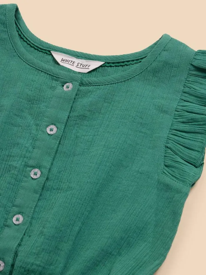 Kids PLAYSUITS White Stuff Woven Frill Playsuit Mid Green