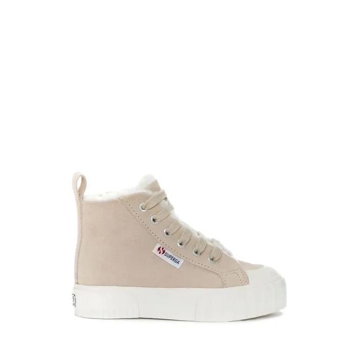Kids Sneakers Kid Unisex 2696 KIDS STRIPE SUEDE Mid Cut PINK ALMONDFAVORIO Superga High Top