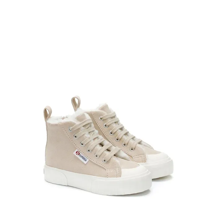 Kids Sneakers Kid Unisex 2696 KIDS STRIPE SUEDE Mid Cut PINK ALMONDFAVORIO Superga High Top