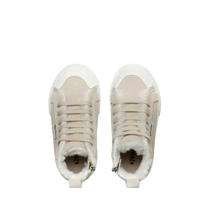 Kids Sneakers Kid Unisex 2696 KIDS STRIPE SUEDE Mid Cut PINK ALMONDFAVORIO Superga High Top