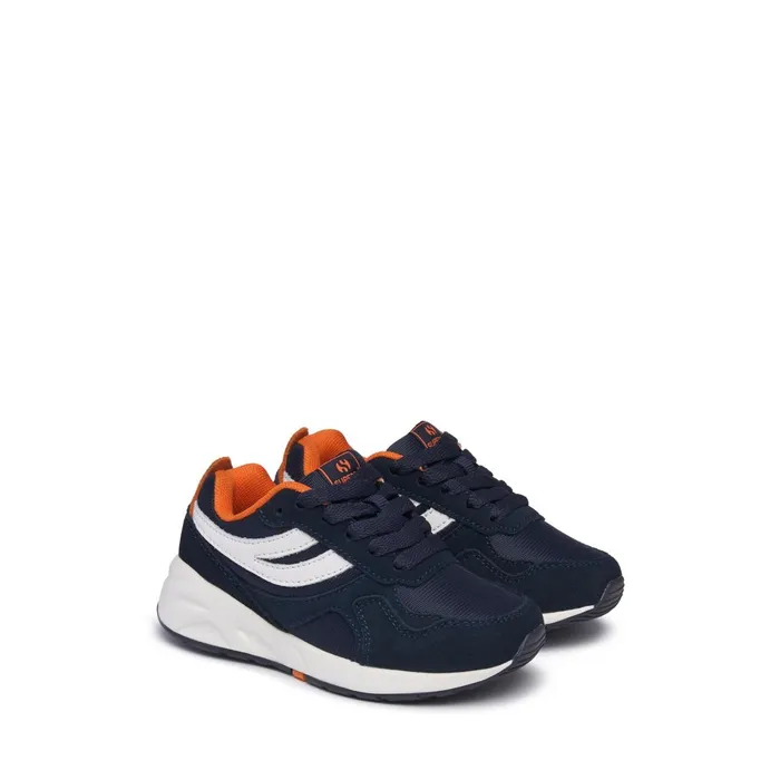 Kids Sneakers Kid Unisex 4073 KIDS TRAINING POLY SUEDE Low Cut BLUE NAVYWHITEORANGE Superga Low Cut