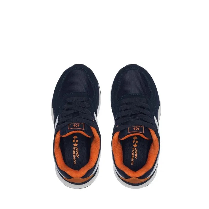 Kids Sneakers Kid Unisex 4073 KIDS TRAINING POLY SUEDE Low Cut BLUE NAVYWHITEORANGE Superga Low Cut