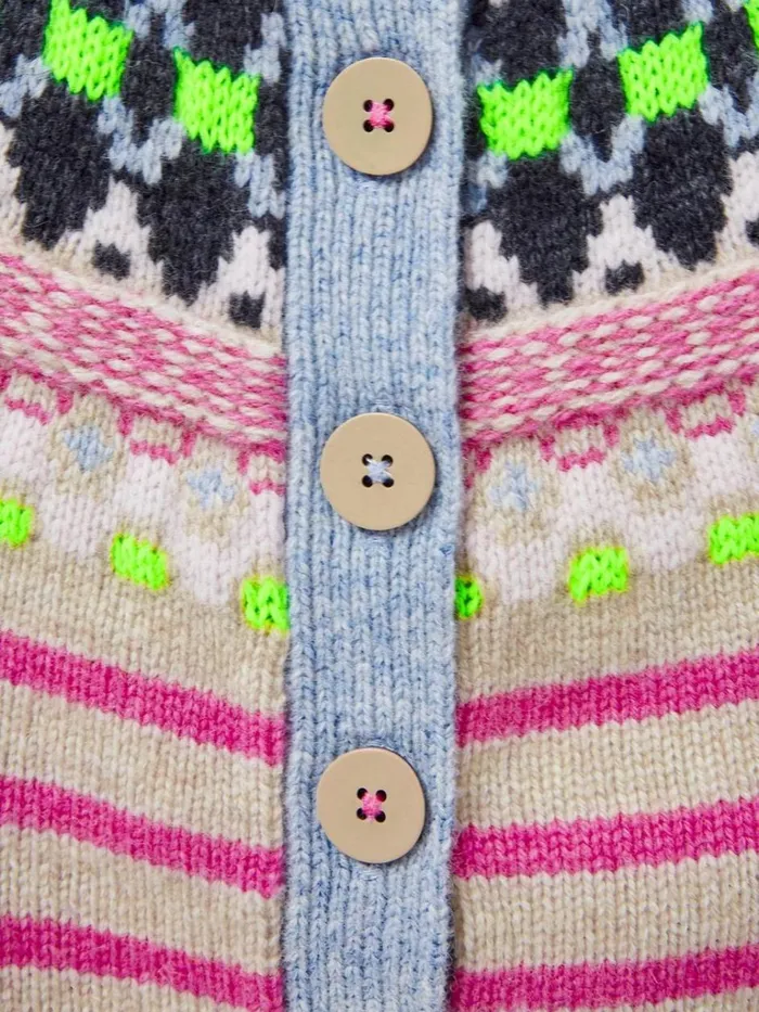 Kids SWEATS White Stuff Woodland Fairisle Cardi Kids Natural Multi