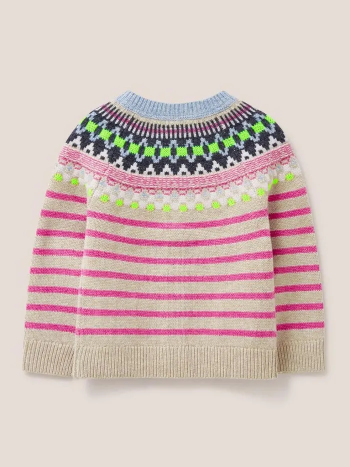 Kids SWEATS White Stuff Woodland Fairisle Cardi Kids Natural Multi