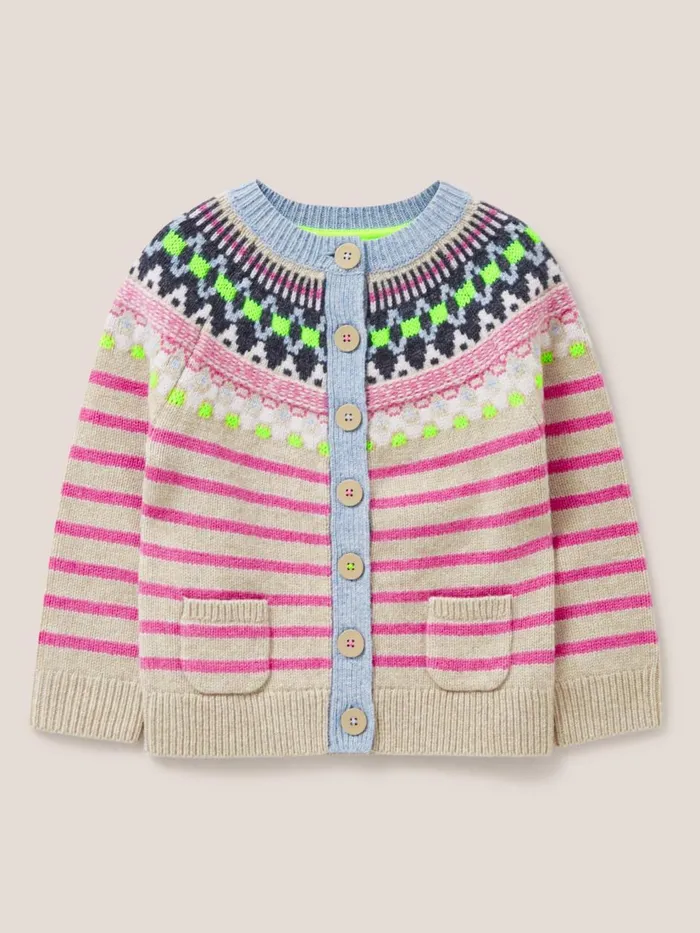 Kids SWEATS White Stuff Woodland Fairisle Cardi Kids Natural Multi