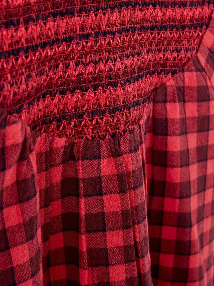 Kids TOPS White Stuff Adeline Check Top Red Multi