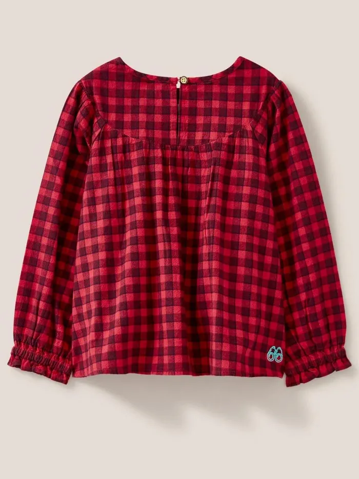 Kids TOPS White Stuff Adeline Check Top Red Multi Kids TOPS White Stuff Adeline Check Top Red Multi
