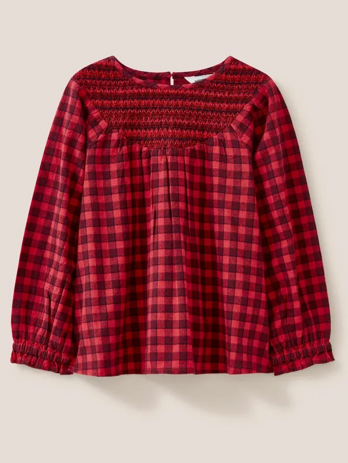 Kids TOPS White Stuff Adeline Check Top Red Multi Kids TOPS White Stuff Adeline Check Top Red Multi