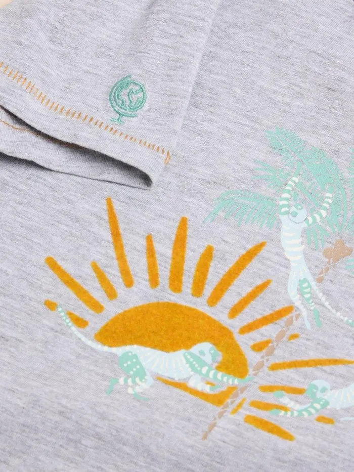 Kids TOPS White Stuff Cheeky Monkeys Graphic Tee Grey Marl