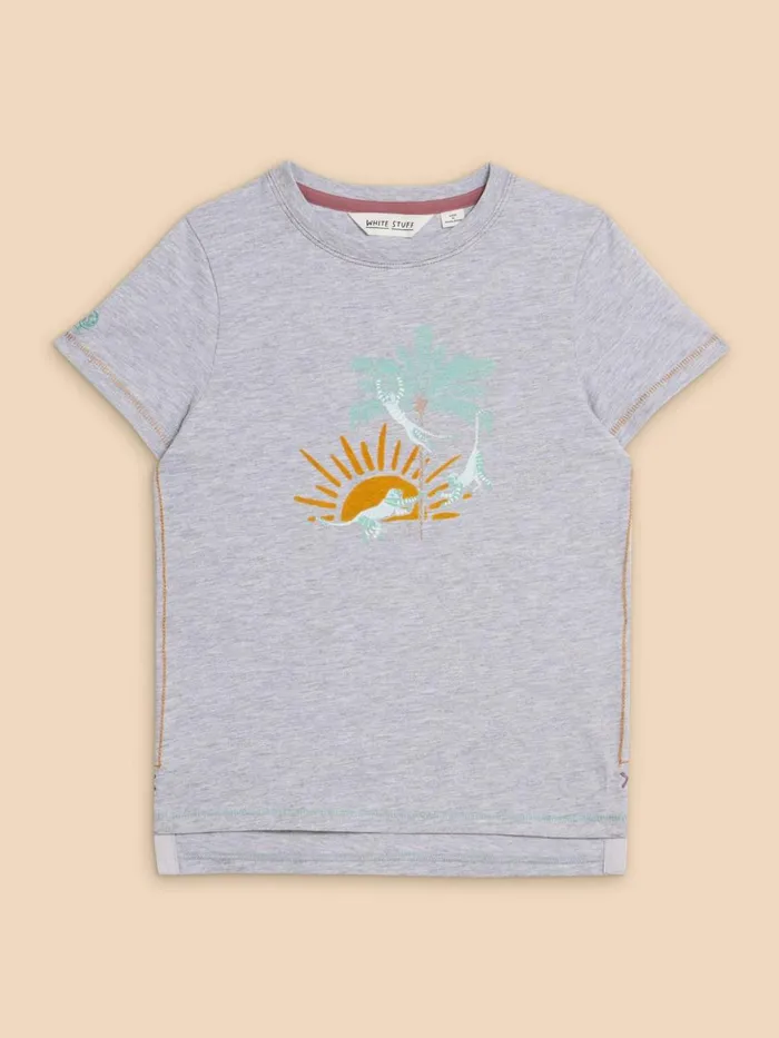 Kids TOPS White Stuff Cheeky Monkeys Graphic Tee Grey Marl Kids TOPS White Stuff Cheeky Monkeys Graphic Tee Grey Marl
