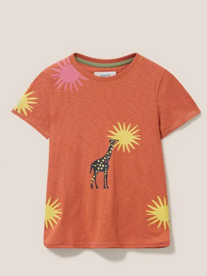 Kids TOPS White Stuff Esme Printed SS T Shirt Coral Multi
