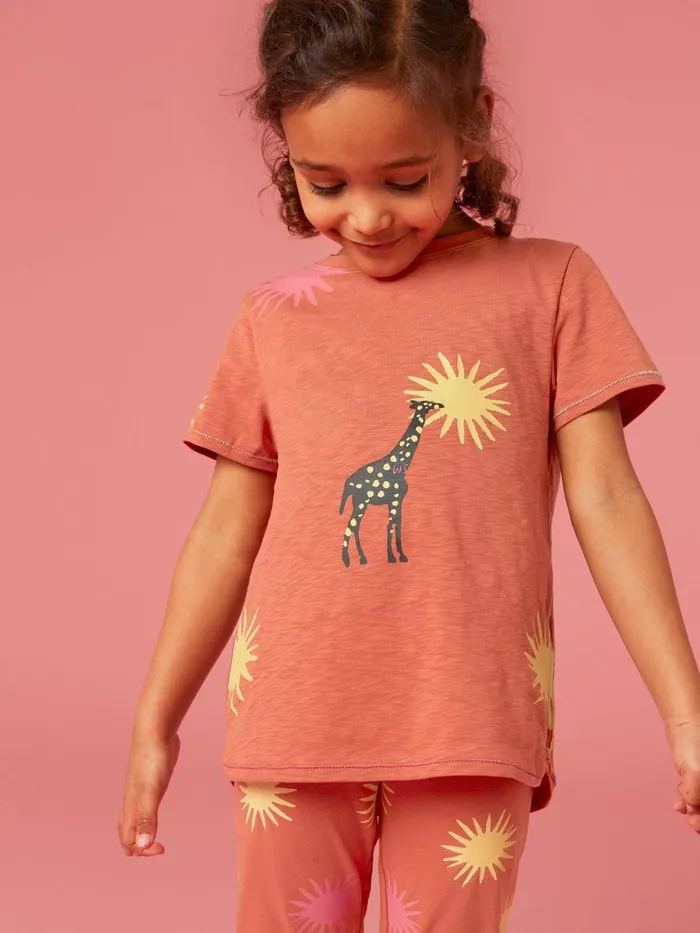 Kids TOPS White Stuff Esme Printed SS T Shirt Coral Multi