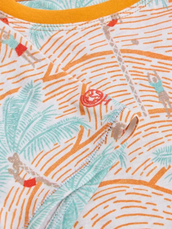 Kids TOPS White Stuff Palm Tree Printed SS Tee Orange Multi