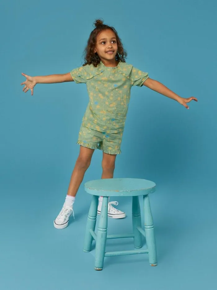 Kids TOPS White Stuff Printed Woven Top Green Multi