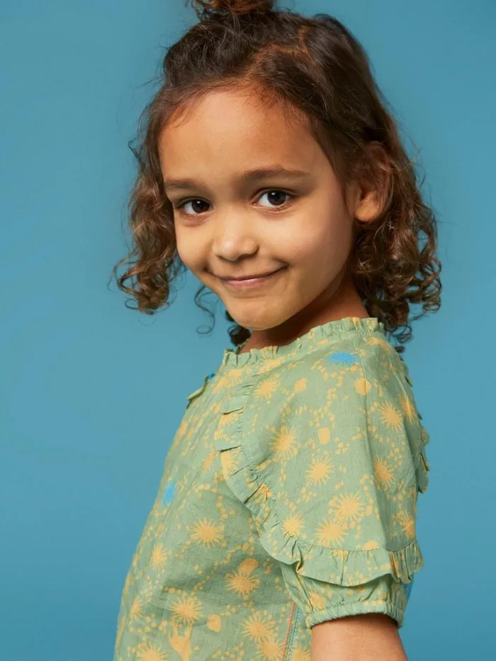 Kids TOPS White Stuff Printed Woven Top Green Multi