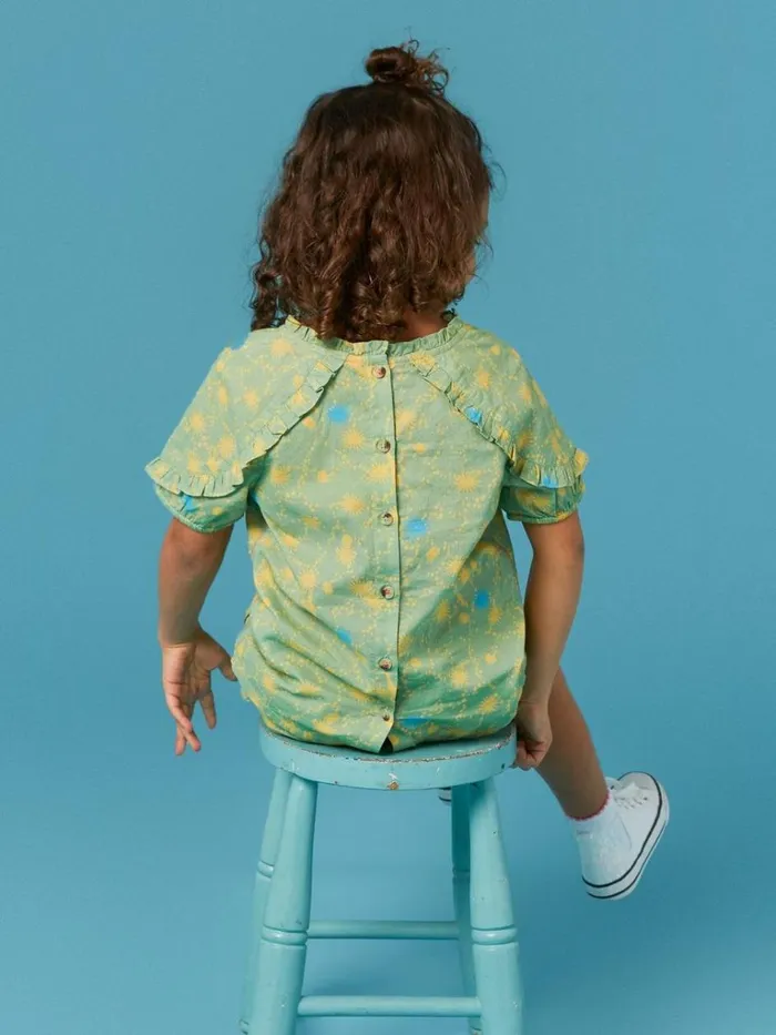 Kids TOPS White Stuff Printed Woven Top Green Multi