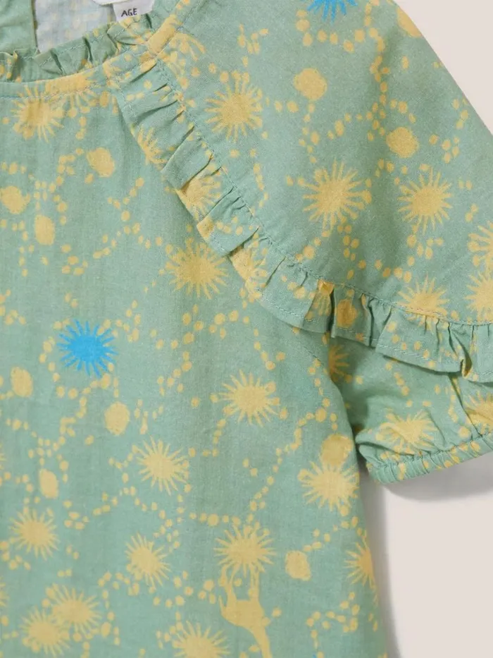 Kids TOPS White Stuff Printed Woven Top Green Multi