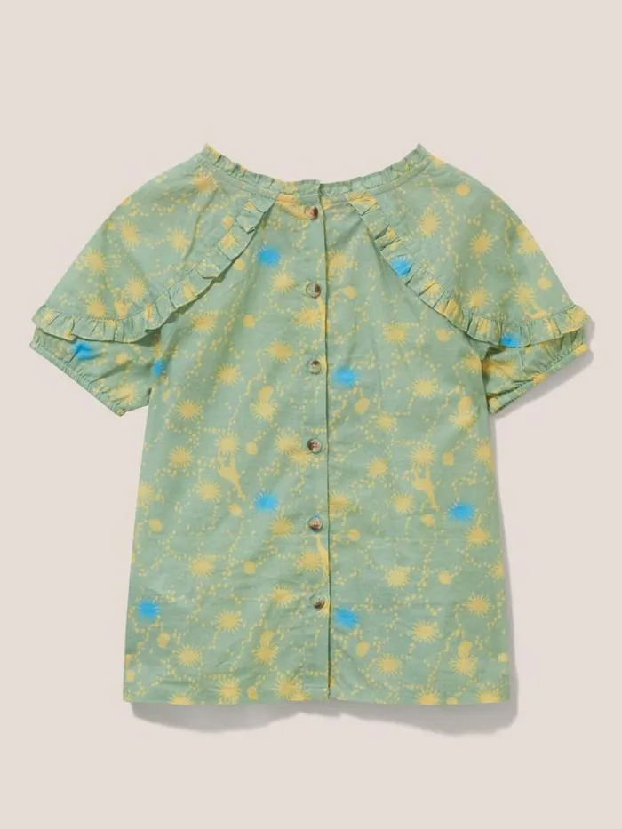 Kids TOPS White Stuff Printed Woven Top Green Multi