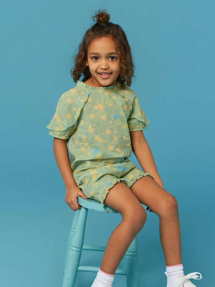 Kids TOPS White Stuff Printed Woven Top Green Multi