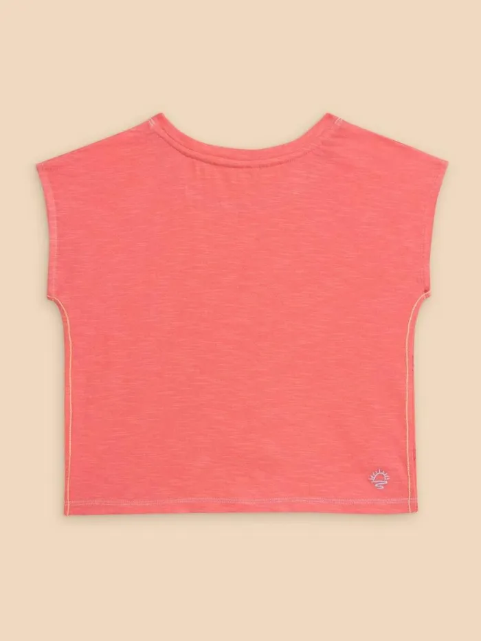 Kids TOPS White Stuff Tie Hem Tee Mid Coral