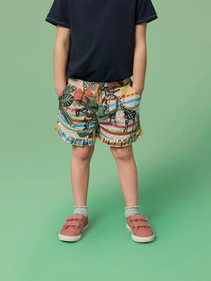 Kids TROUSERS and SHORTS White Stuff Renee Printed Frill Shorts Natural Multi