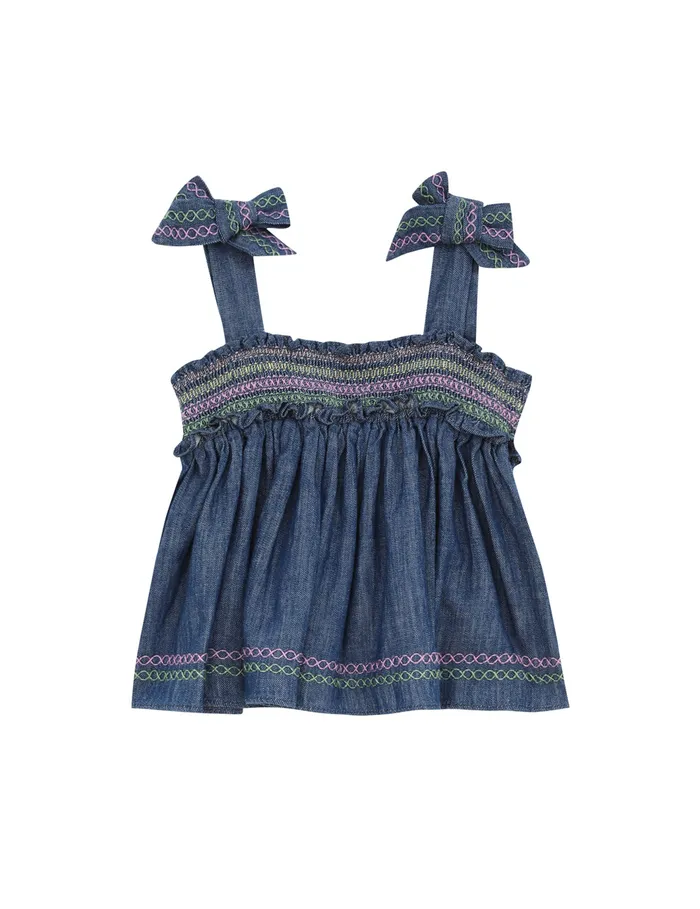 Kids Zimmermann Denim Tallow Denim Top Blue Lagoon