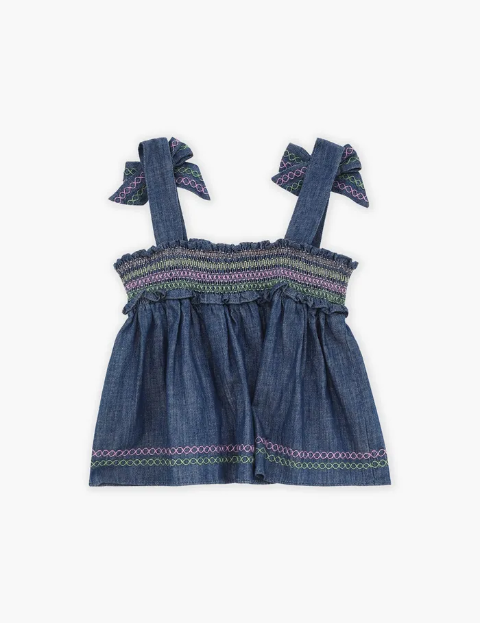 Kids Zimmermann Denim Tallow Denim Top Blue Lagoon