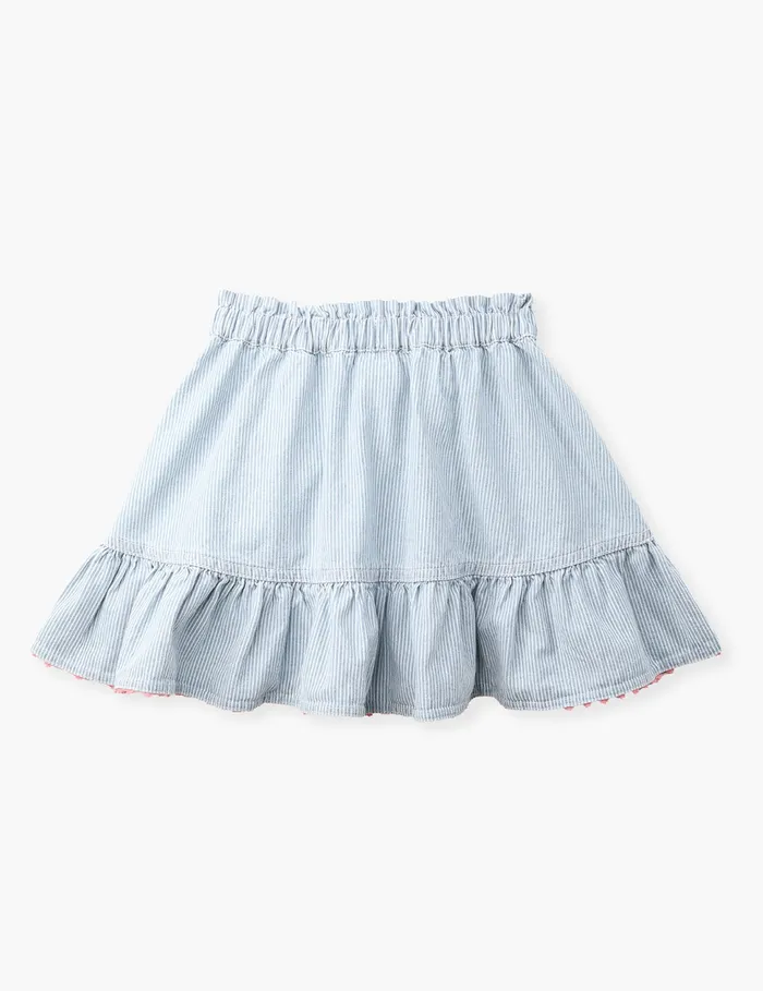 Kids Zimmermann Denim Wylie Denim Skirt Ticking Stripe