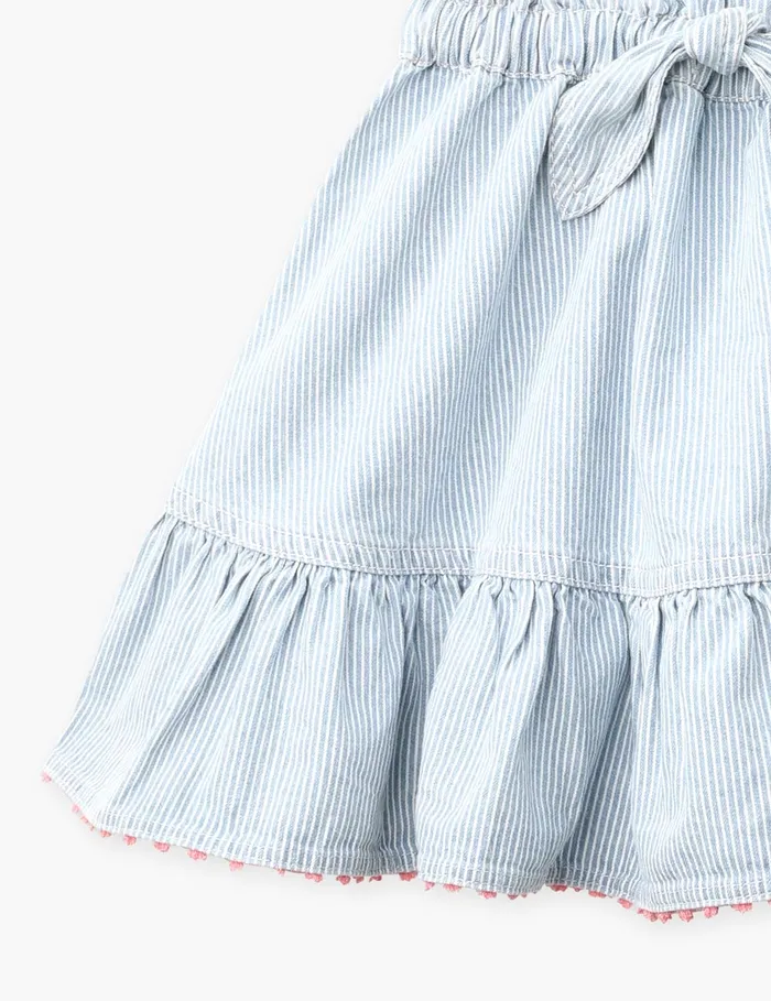 Kids Zimmermann Denim Wylie Denim Skirt Ticking Stripe