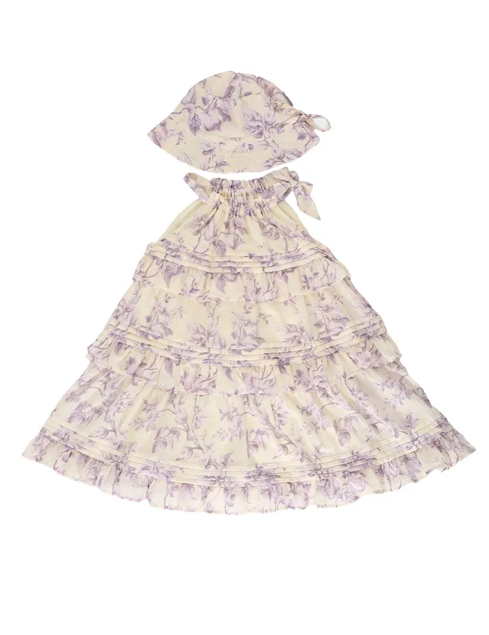 Kids Zimmermann Hats Kids Bucket Hat Yellowlilac Floral
