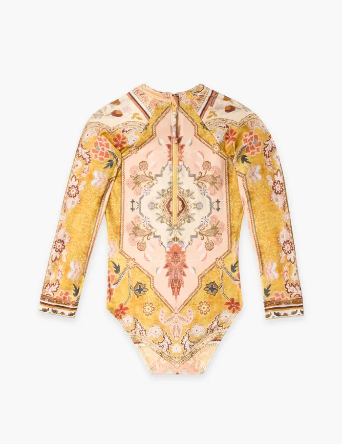 Kids Zimmermann Swimwear Wylie Long Sleeve 1pc Mustard Multi