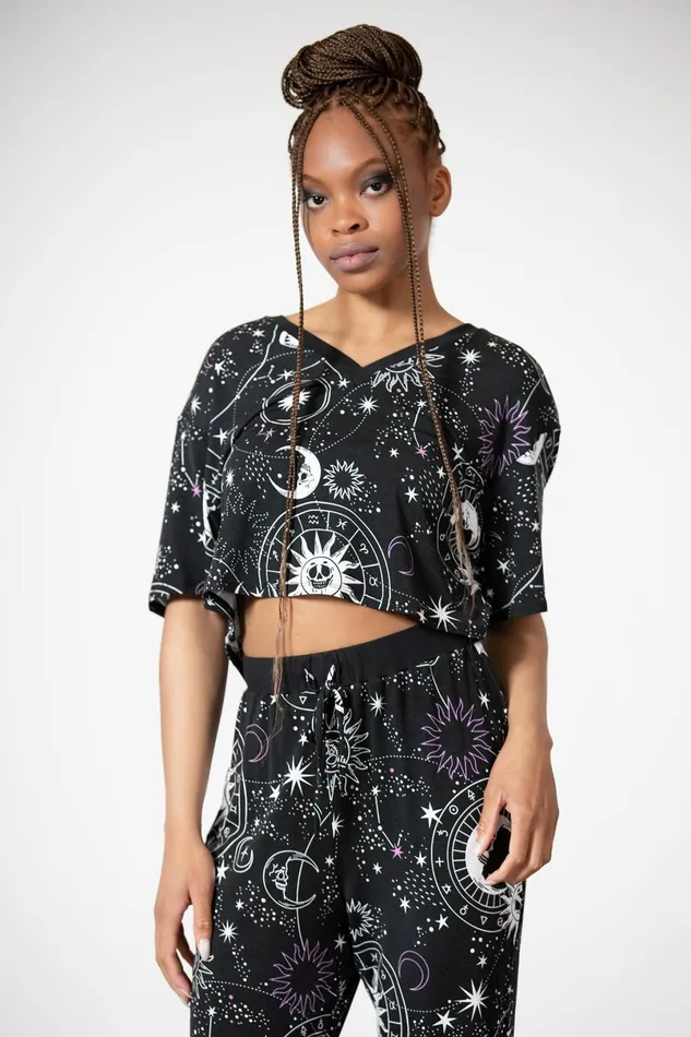 Killstar Crop Women Moonlight V Neck Crop Top