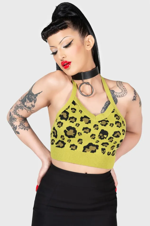 Killstar Crop Women Skulleo Halter Top