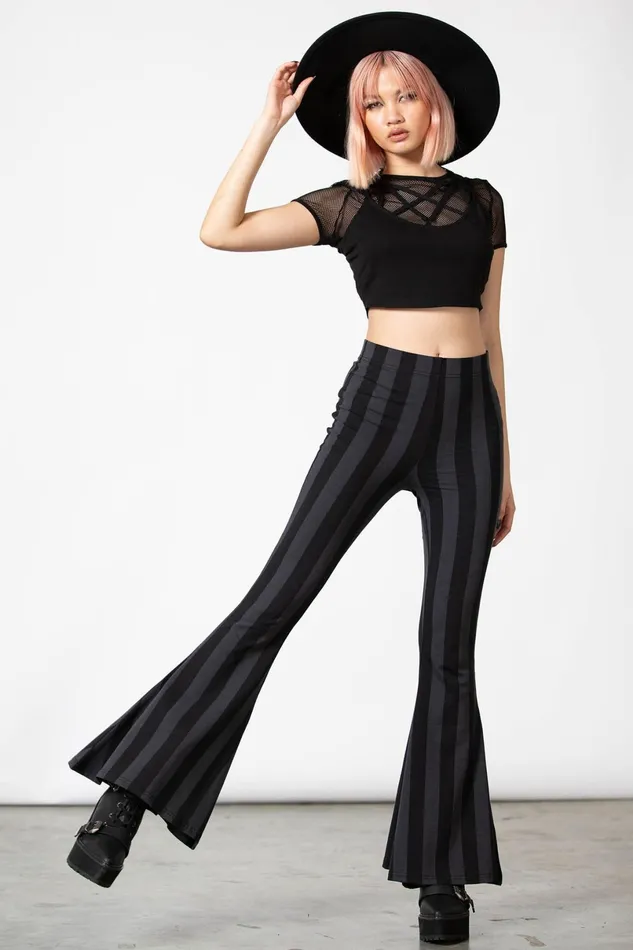 Killstar Flares Women Inferno Room Flares GREY STRIPE
