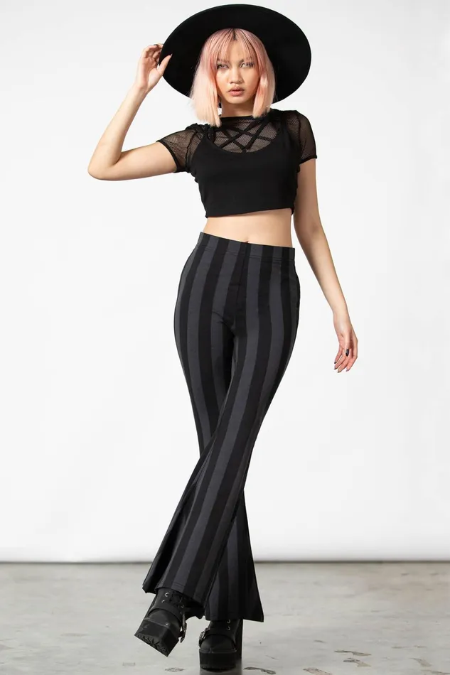 Killstar Flares Women Inferno Room Flares GREY STRIPE