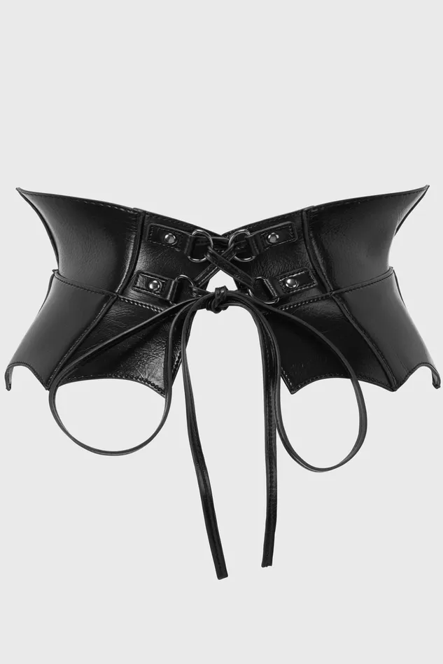 Killstar Harnesses and Belts Women Wetland Bat Peplum Corset